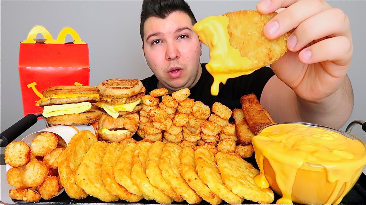 Extra Cheesy Hash Browns &bull; MUKBANG