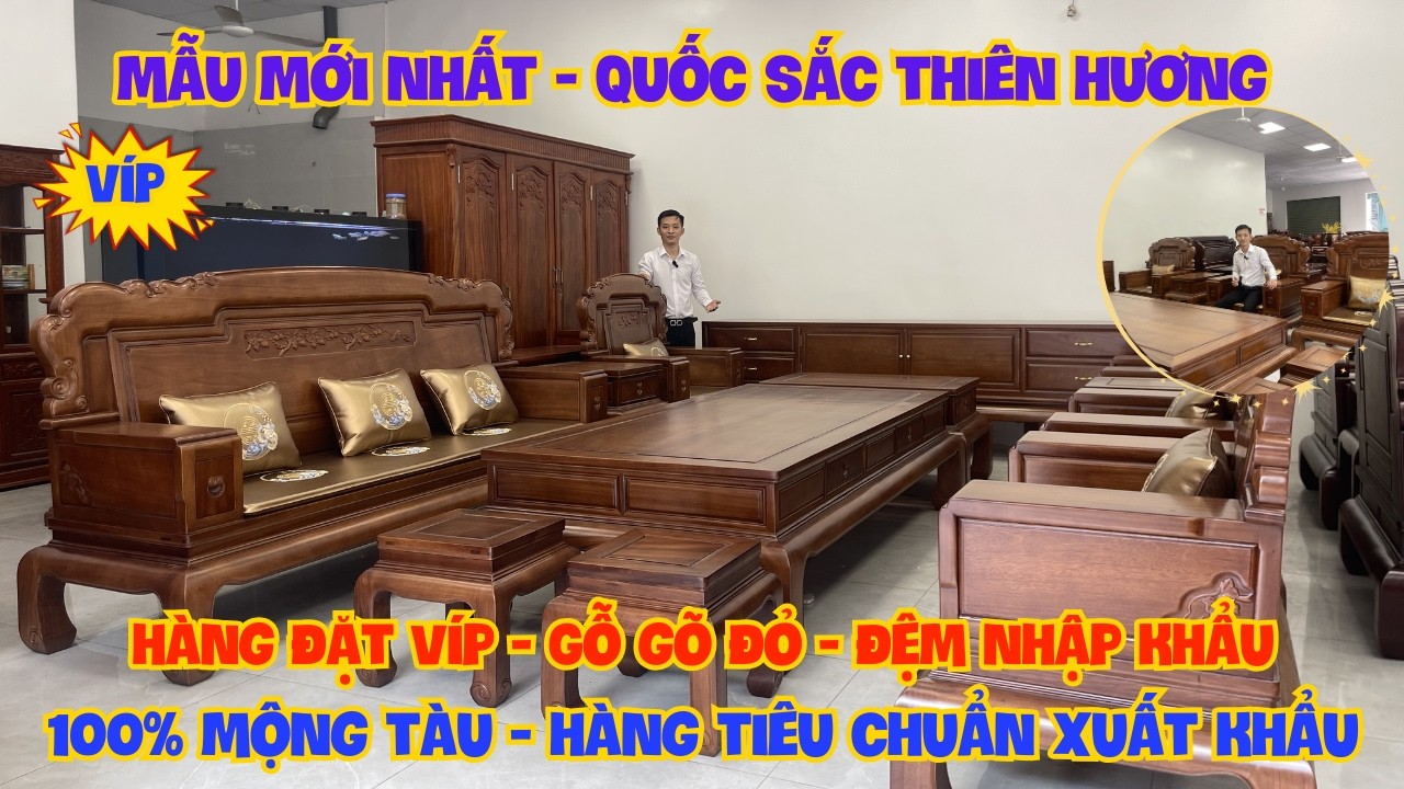 🛑 Hàng Đặt Víp l Mẫu Mới Nhất Quốc Sắc Thiên Hương 11 Món Gỗ Gõ Đỏ - A Kim - Cần Thơ
