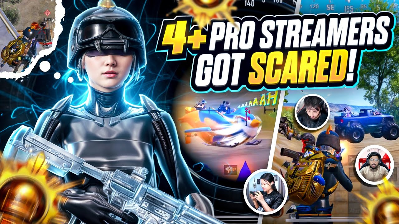 4+ Pro Streamers Got Scared!😱 | Rare vs Streamers💀 | Fastest 4 finger player🔥 | BGMI 🔱