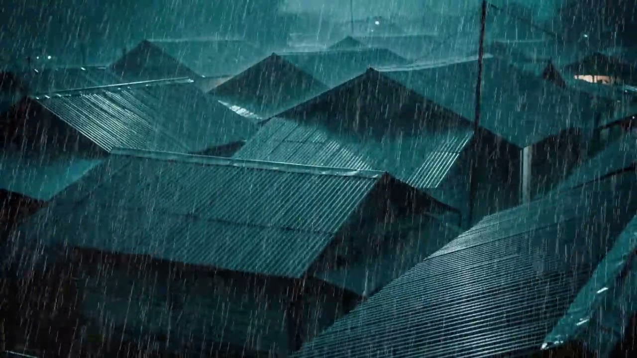 No Ads Rain Sounds for Sleeping – ASMR Tin Roof Rain with Low Thunder for Healing Sleep