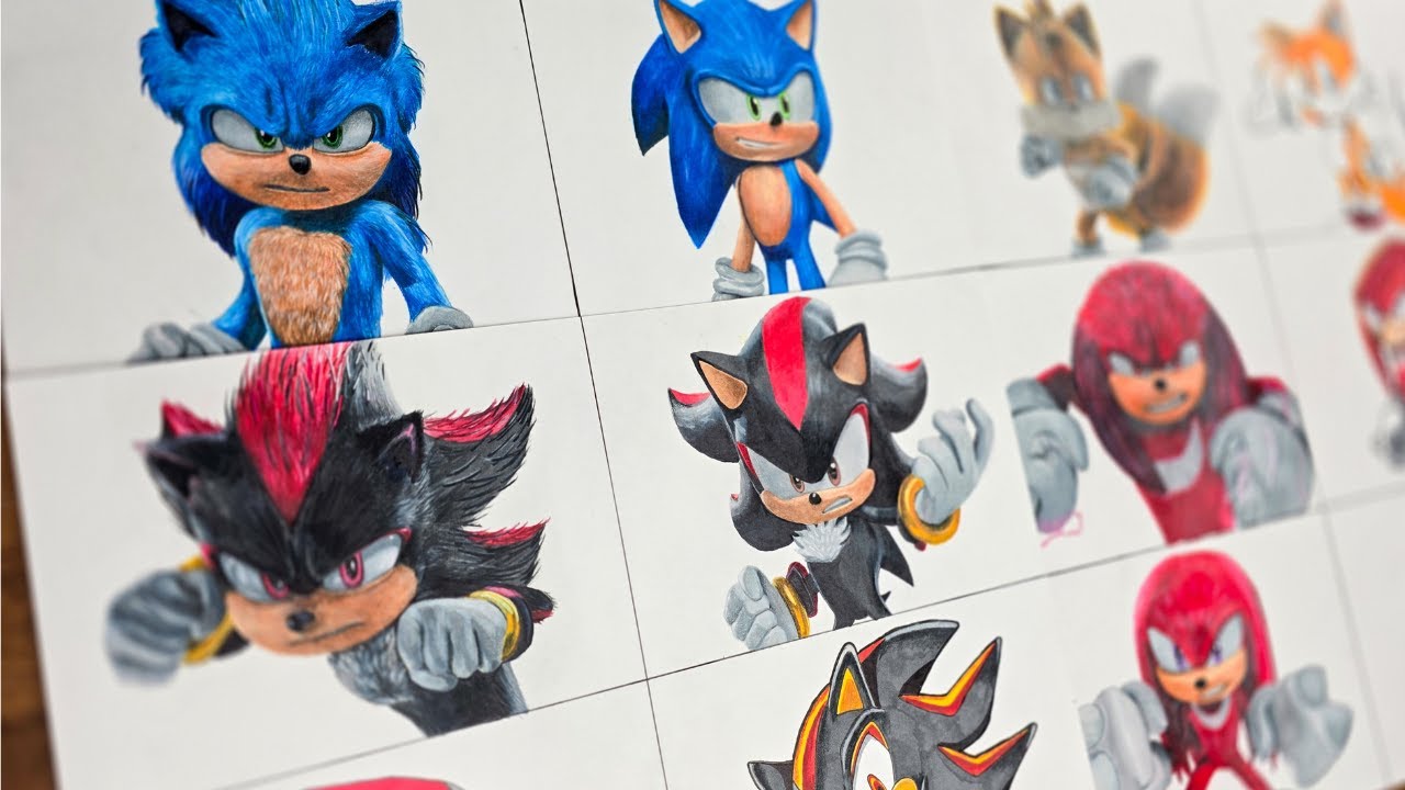 Drawing SONIC The Hedgehog 3 in Different Styles