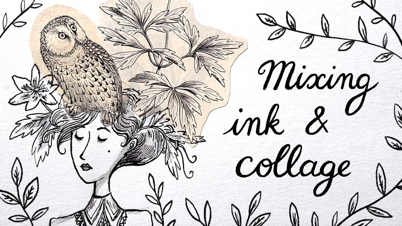 Inktober drawing - ink and collage