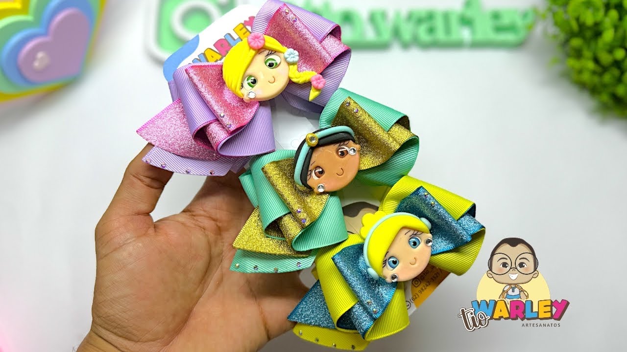 Laço Coleção Princesas para o dia das Crianças/ Sheila invertido com gravatinha