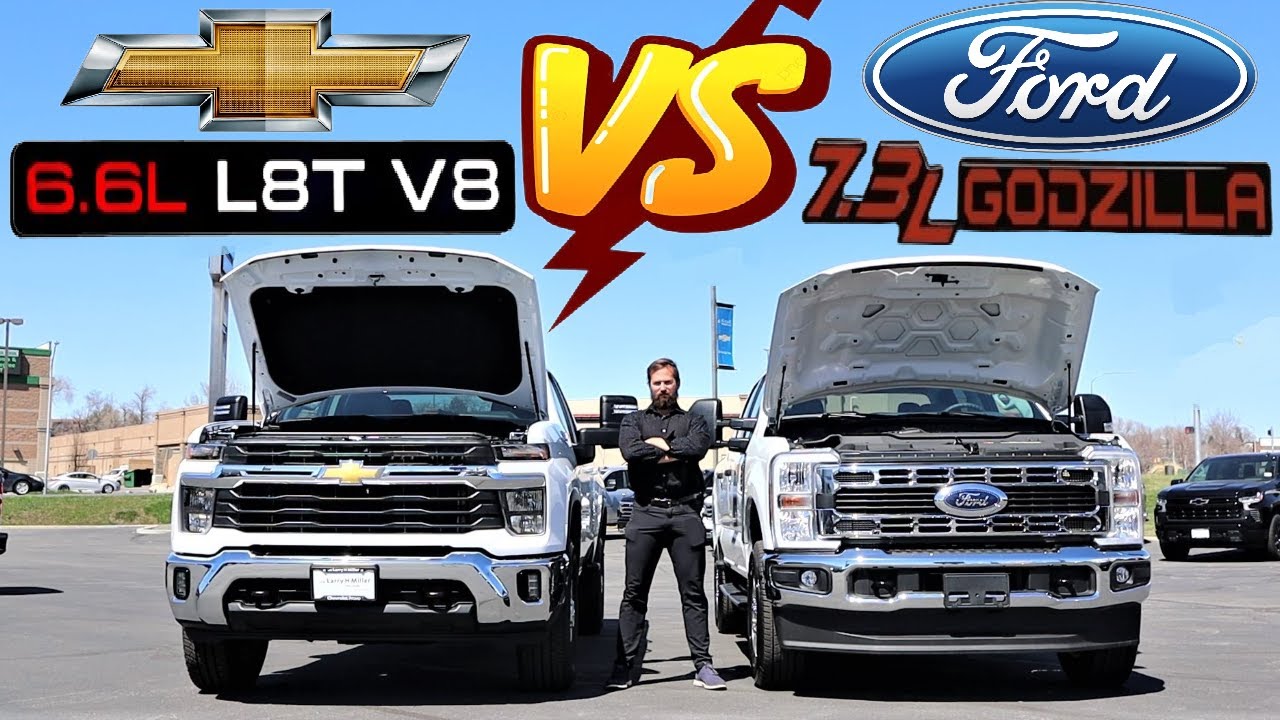 Chevy Silverado HD 6.6L 2023 года против Ford Super Duty 7.3L 2023 года: Годзилла против Кинг-Конга!