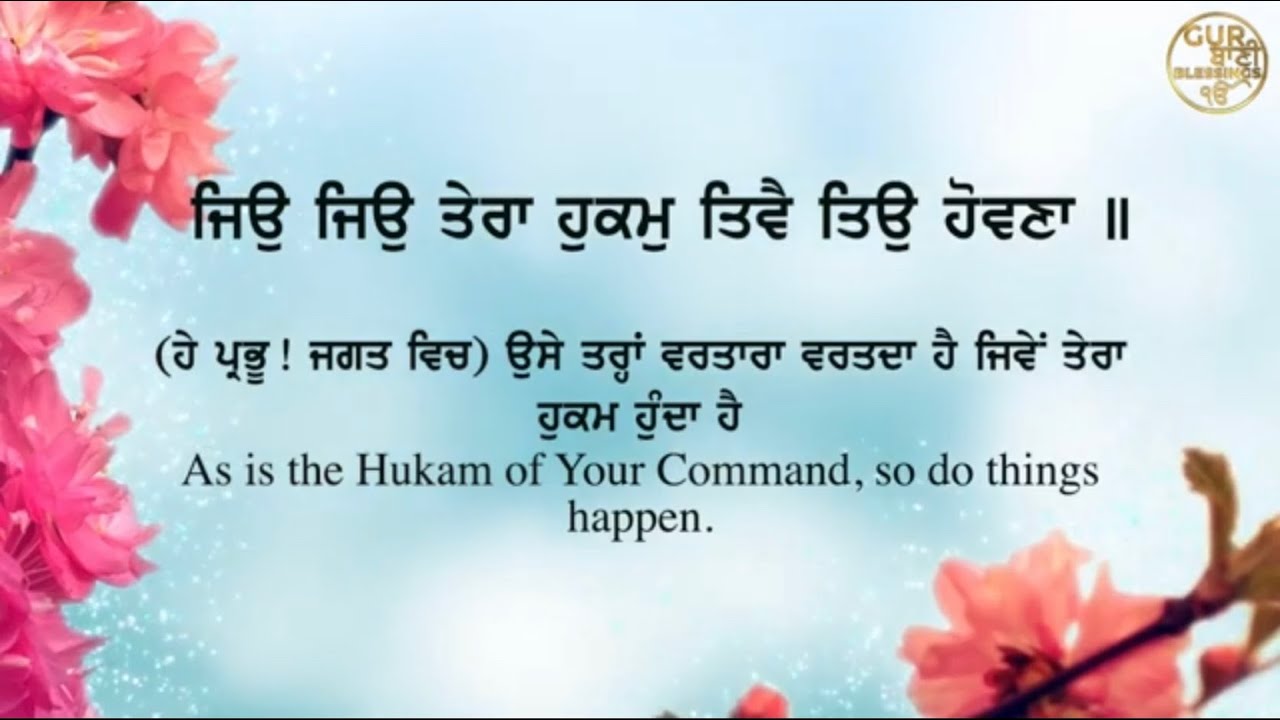 Jio jio tera hukam tive tio hovna | ਜਿਉ ਜਿਉ ਤੇਰਾ ਹੁਕਮੁ ਤਿਵੈ ਤਿਉ ਹੋਵਣਾ | read along | meanings