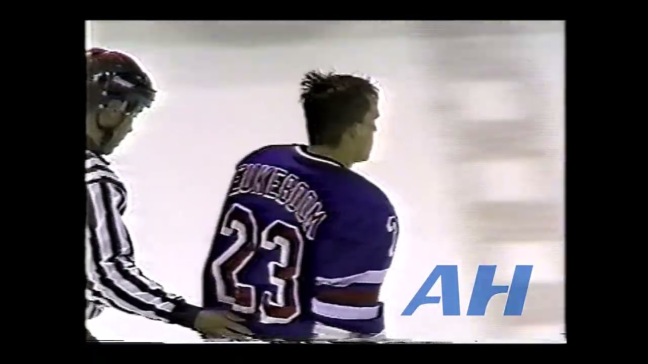 NHL Jan. 28, 1994 Troy Loney,ANH v Jeff Beukeboom,NYR Mighty Ducks Of Anaheim New York Rangers
