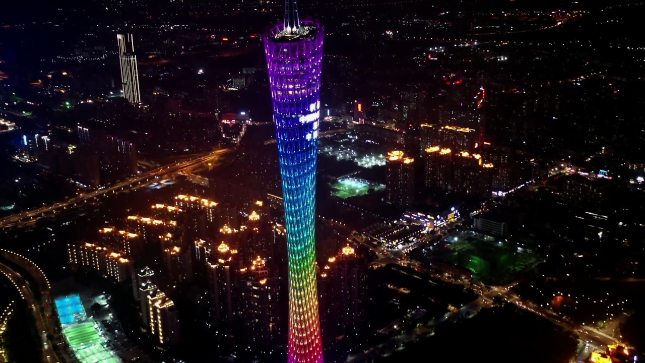 China Canton Tower Lights Show & Guangzhou Night View & Guangzhou Travel Video 4k