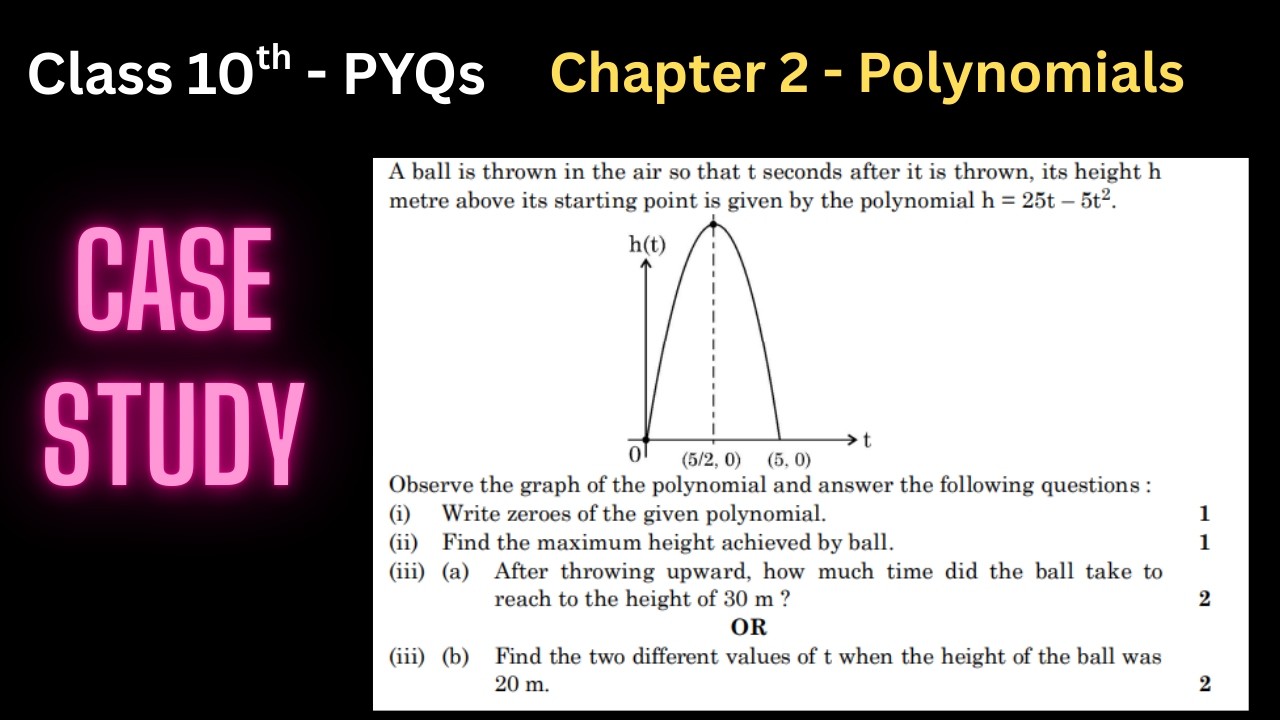 Class 10th | Maths | Previous year questions | Case study | Chapter 2 Polynomials