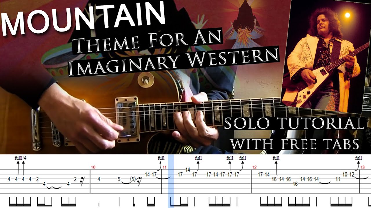 Mountain - Theme for an Imaginary Western 1st guitar solo lesson (with tablatures and backing tracks