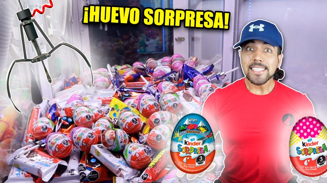 GANANDO TODOS LOS KINDER SOPRESA DE LA MÁQUINA DE GARRA