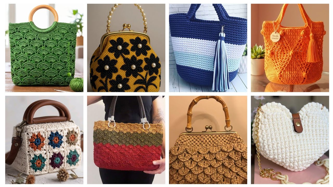 Красивые и потрясающие модели вязаных крючком сумок для девочек | Вязаные сумочки