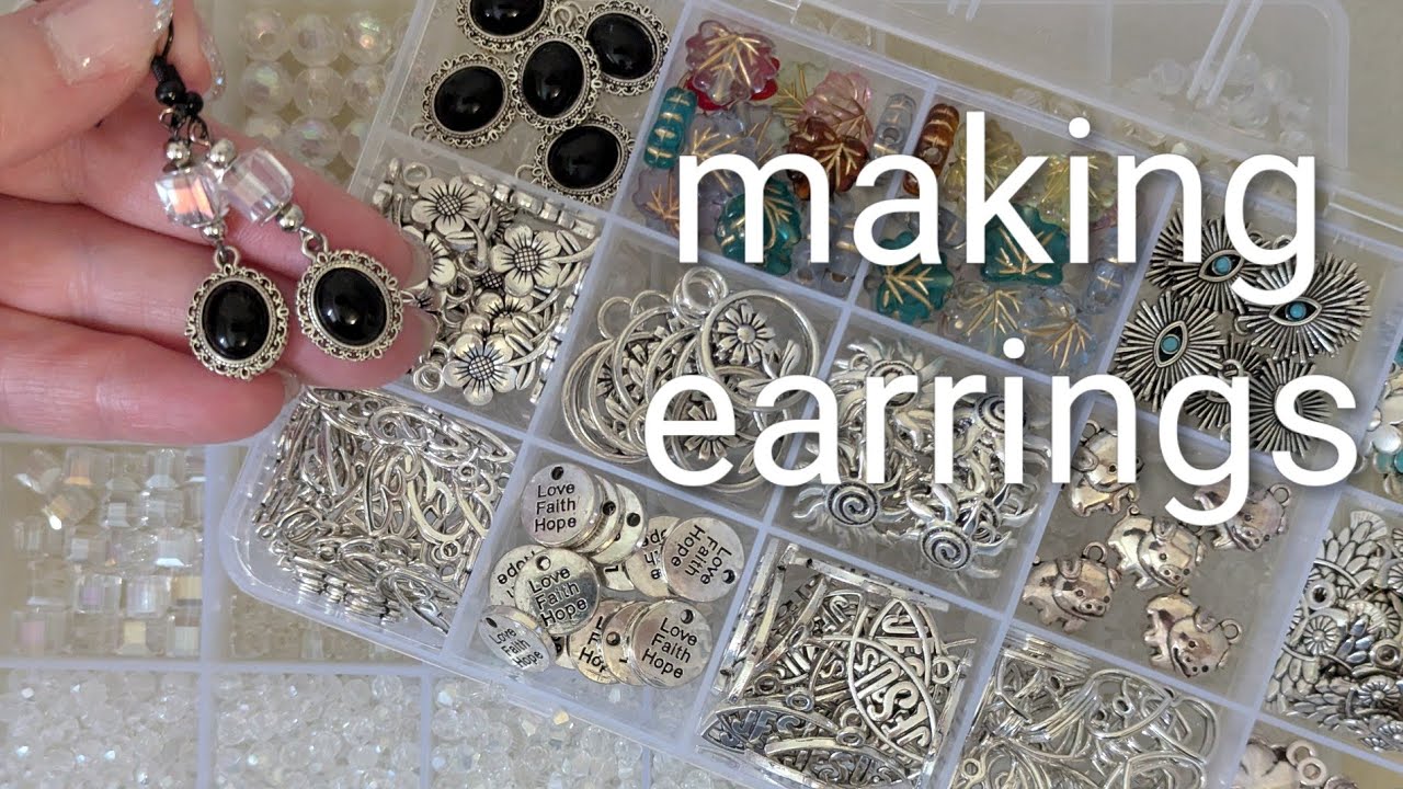 Making Silver & Black Earrings #jewelrytutorial #earrings #beads #charms #diyjewelry #diyearrings 