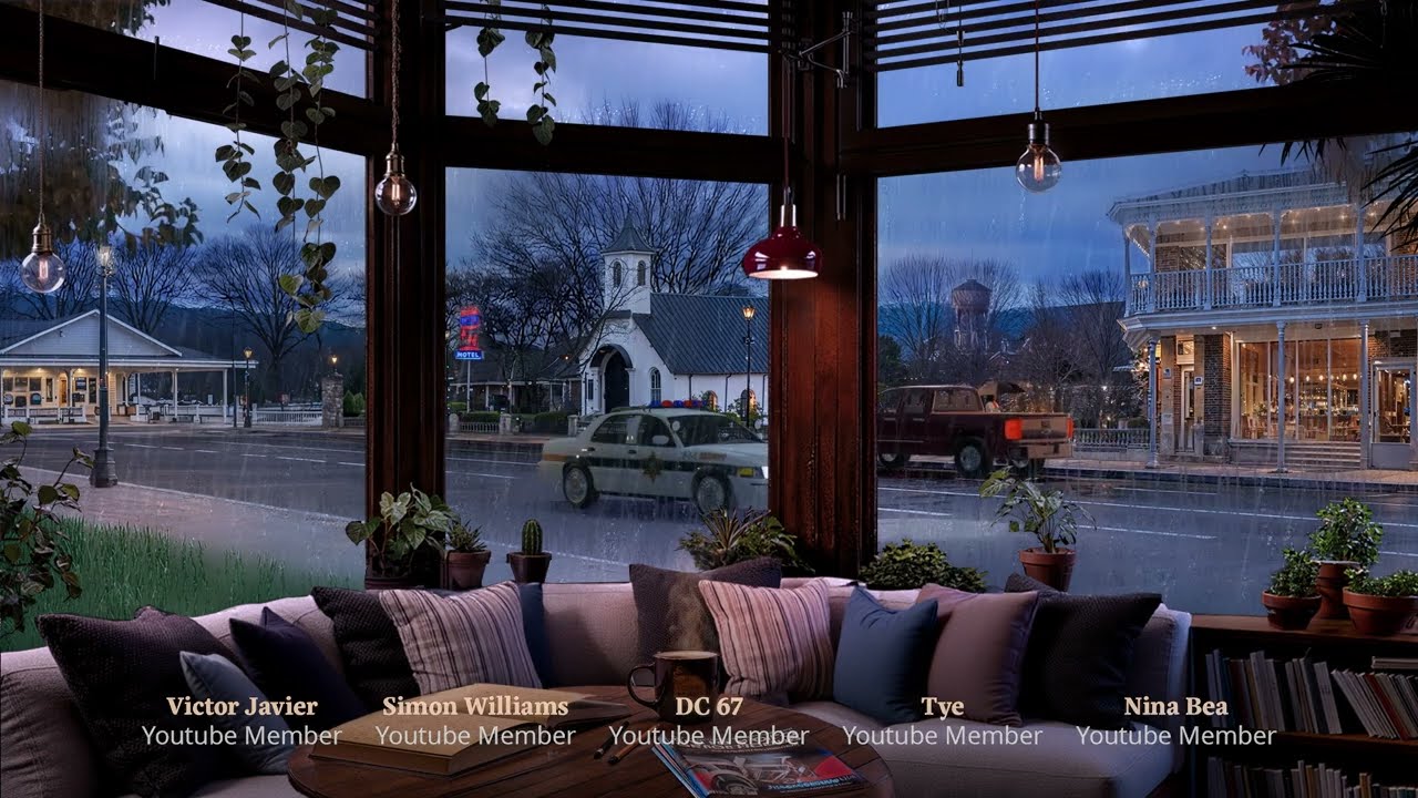 Cozy American Small Town Coffee Shop 🌧️ Rain Ambiance for Focus, Study, and Relaxation