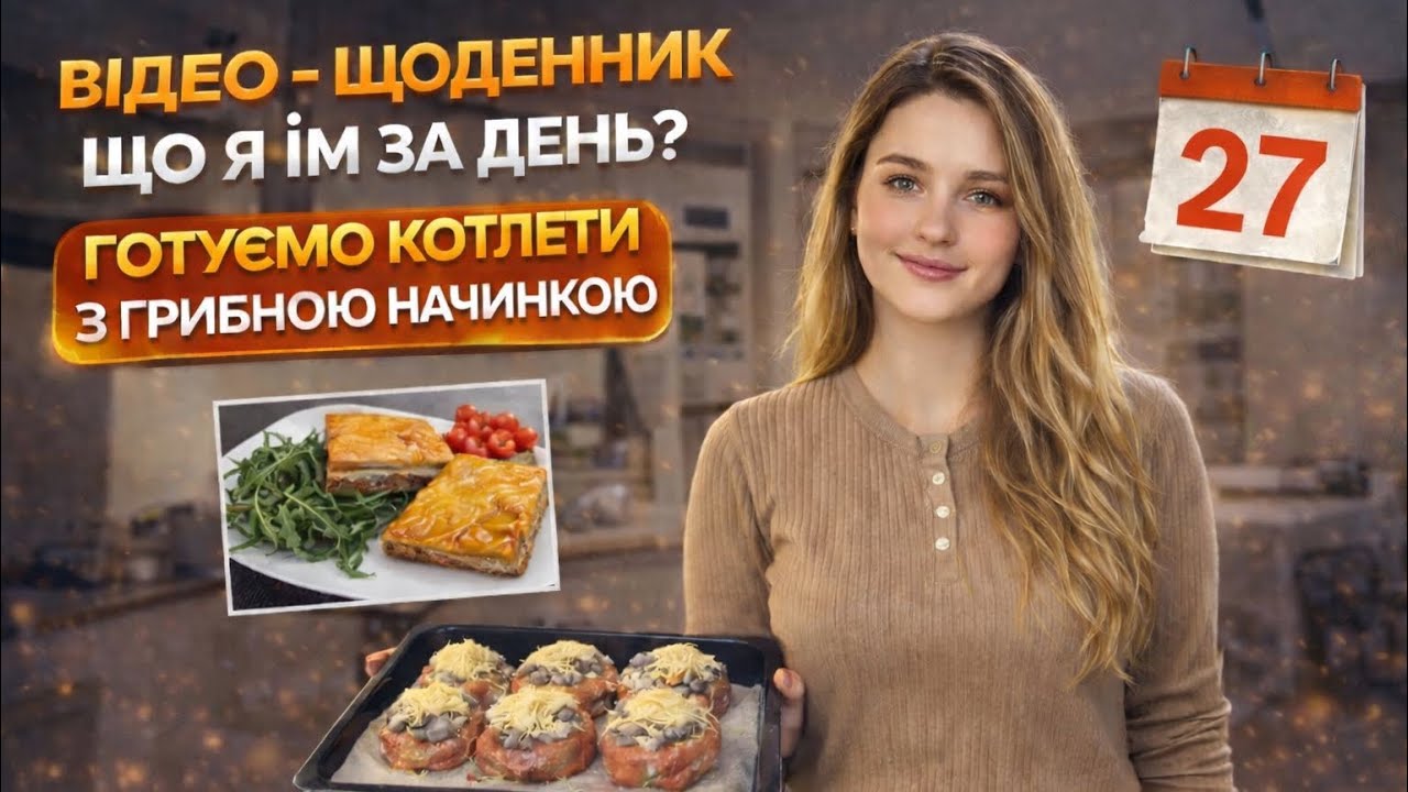 КОТЛЕТИ З ГРИБНОЮ НАЧИНКОЮ/ ДЕНЬ ВАЛЕНТИНА/ ЩО Я ЇМ ЗА ДЕНЬ/ 27 ДЕНЬ
