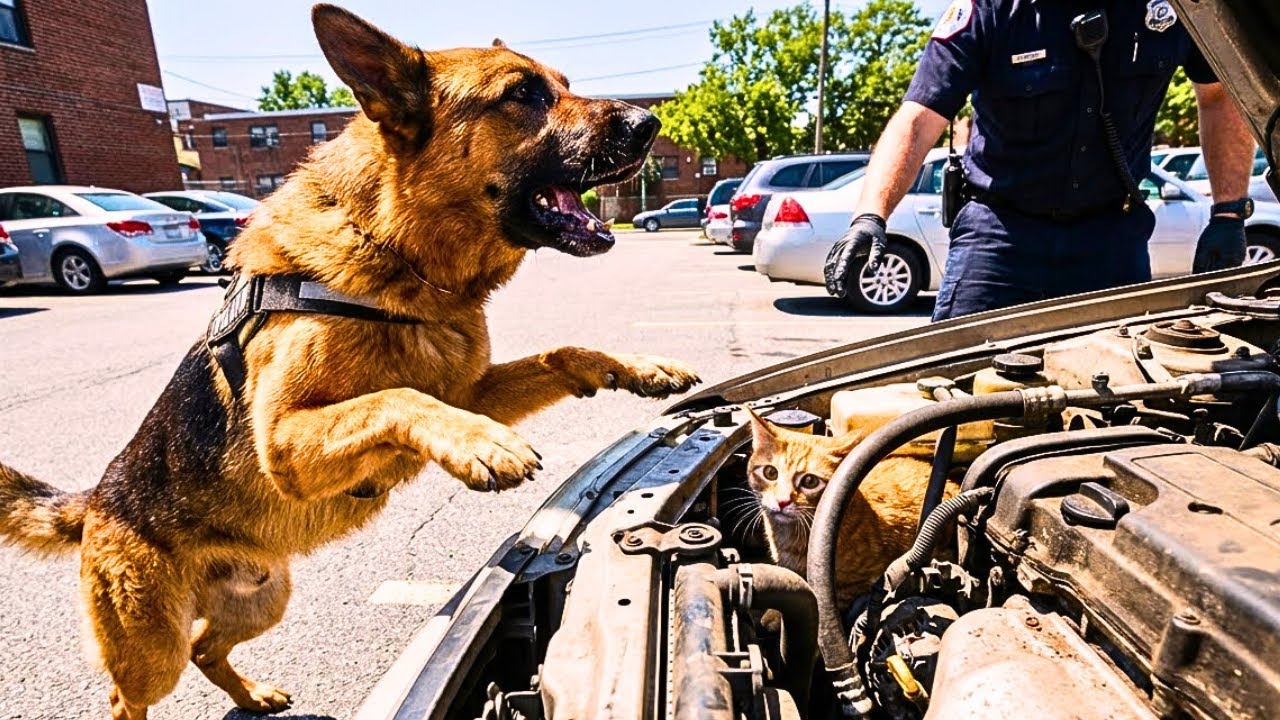 Un Perro Suplica Ayuda para Salvar a una Madre Gata – Rescatando a la Gata Atrapada en un Motor