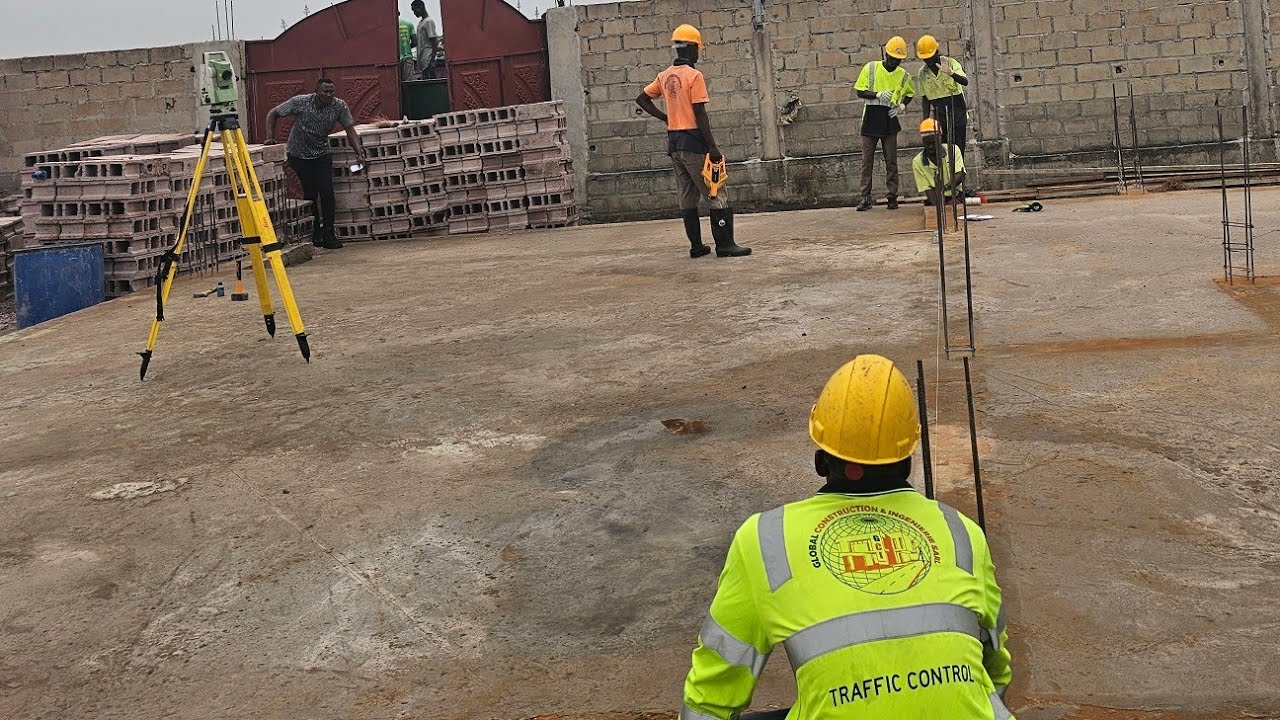 GCI :  TRACAGE & DEBUT DE LA MAÇONNERIE D'1 PROJET DE CONSTRUCTION A NSELE/DAIPIN