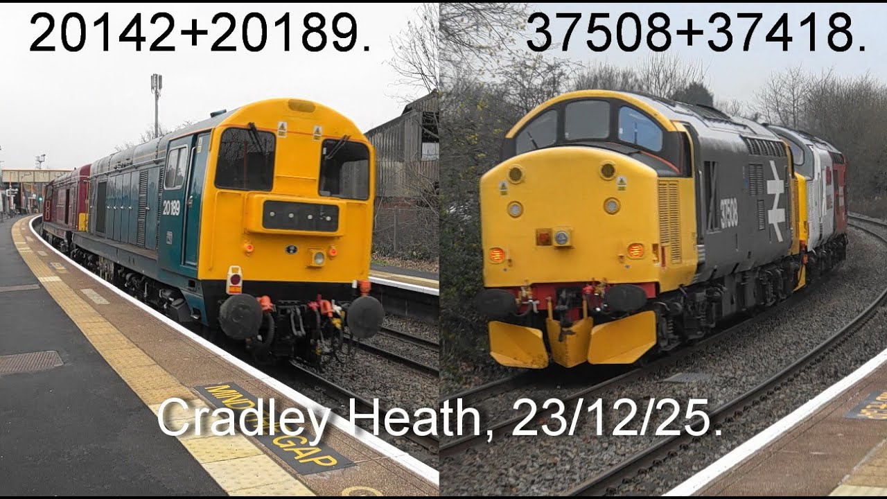 Dark Side duos. 20142+20189, 37508+37418. Cradley Heath, 23/12/25.
