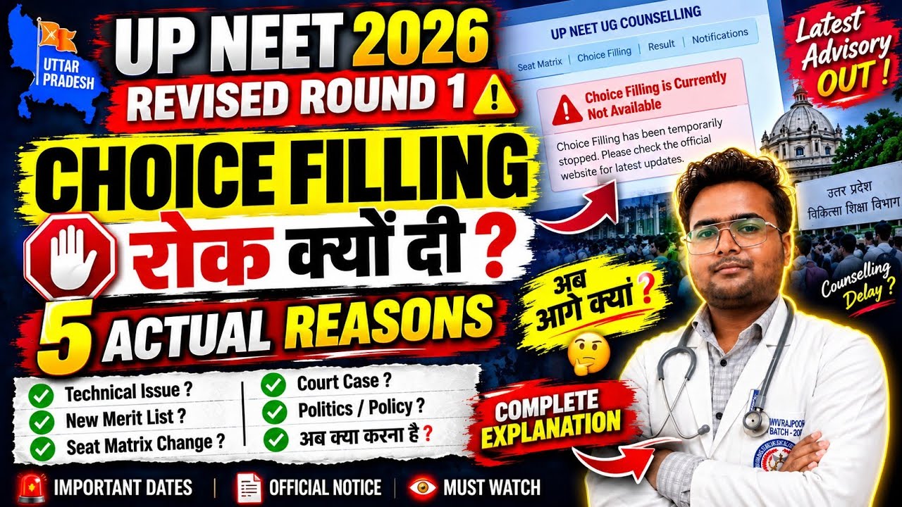 UP NEET 2026 Choice Filling रोक दी 😱| क्या Reason है| #upneet #upneetcutoff #upneetcounselling