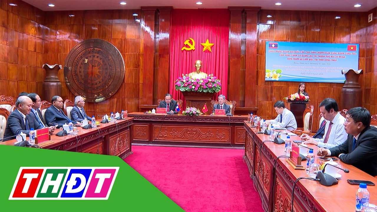 Bí thư Tỉnh ủy Đồng Tháp tiếp Đoàn Đại biểu tỉnh Champasak (Lào) đến thăm, chúc Tết | THDT