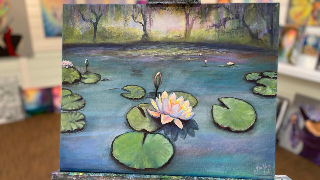 How To Paint WATERLILIES | step by step painting tutorial ACRYLIC