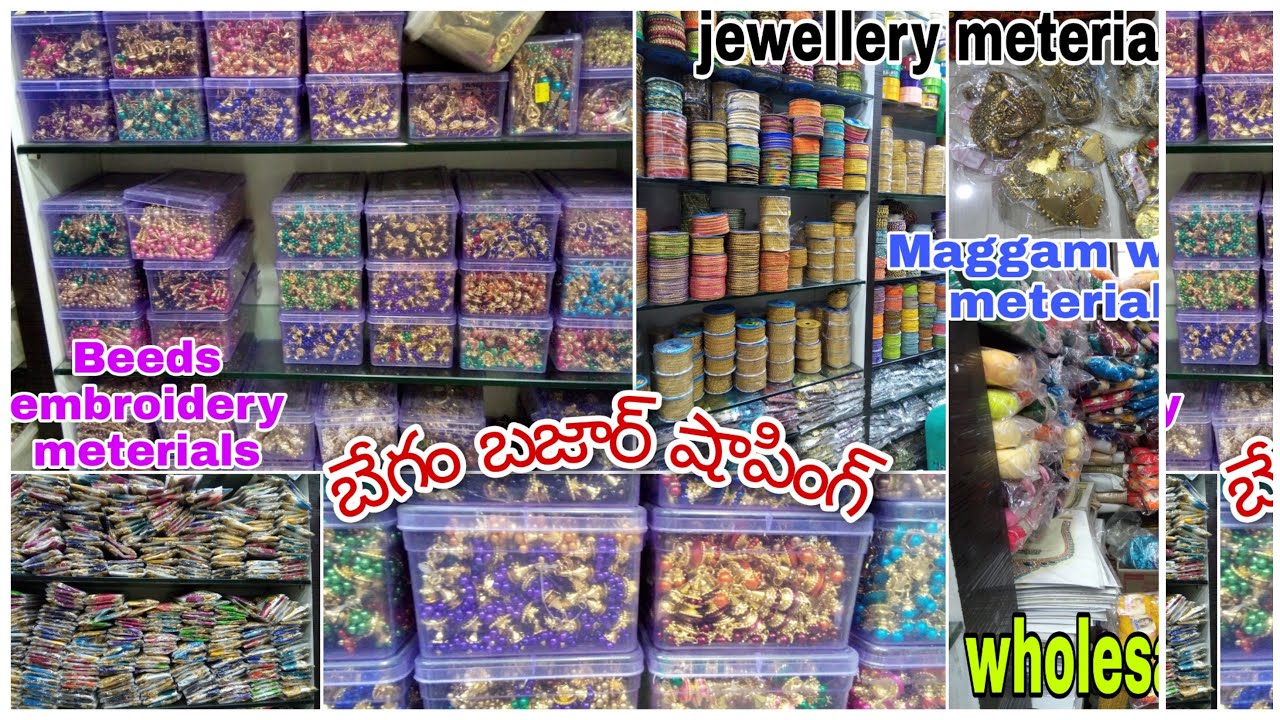 Begum bazar||Wholesale/Maggam work/Beeds embroidery/Jewellery meterials || Begum Bazar Hyderabad🛍️