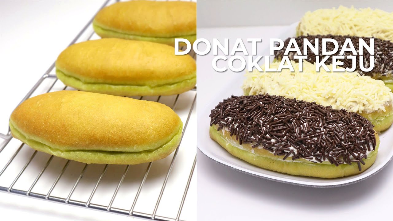 RESEP DONAT PANDAN DENGAN TOPPING BUTTERCREAM DAN COKLAT KEJU // PANDAN DOUGHNUT RECIPE