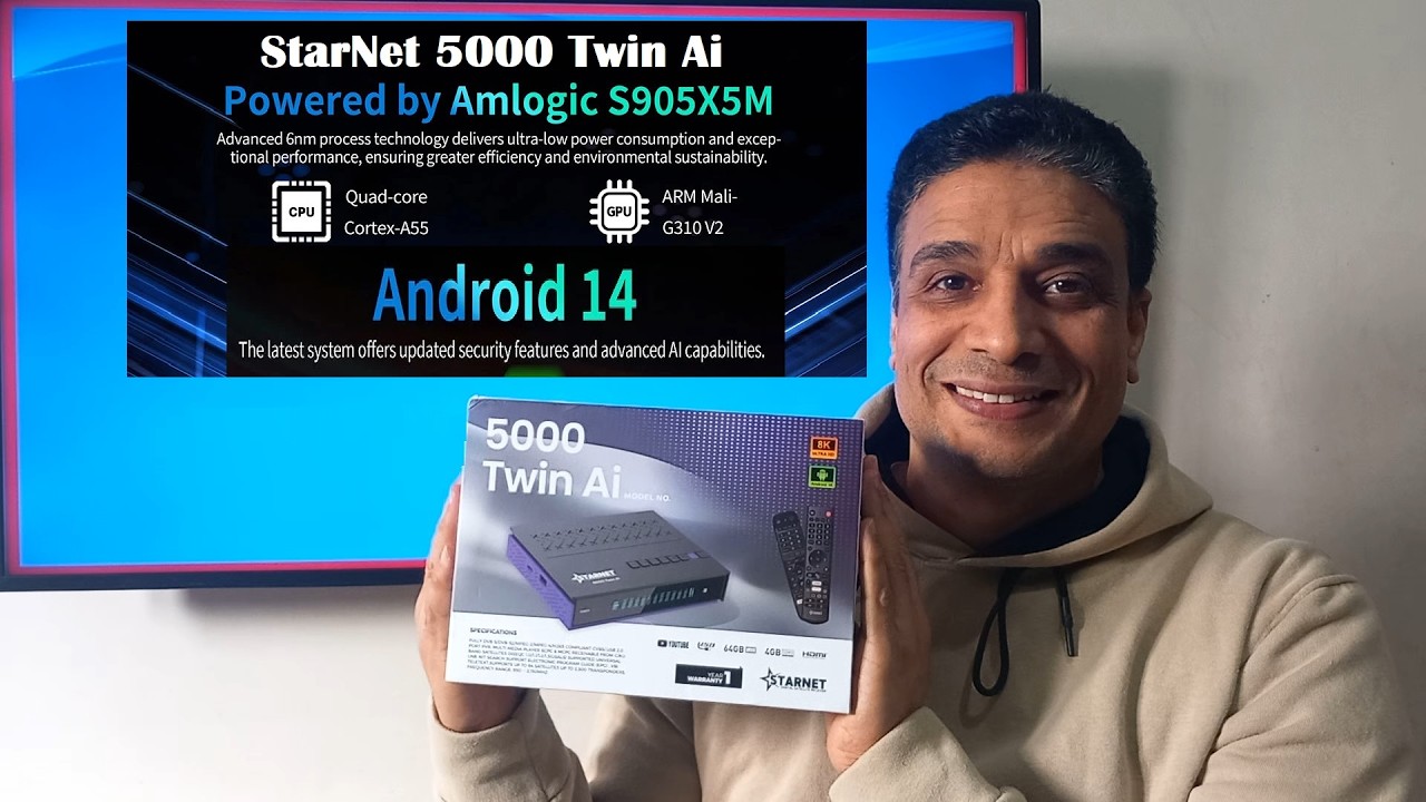 مراجعة رسيفر ستارنت 5000 توين Ai معالج جيل سادس وبشريحة ذكاء اصطناعي مدمجة NPU Ai-SR و اندرويد 14.