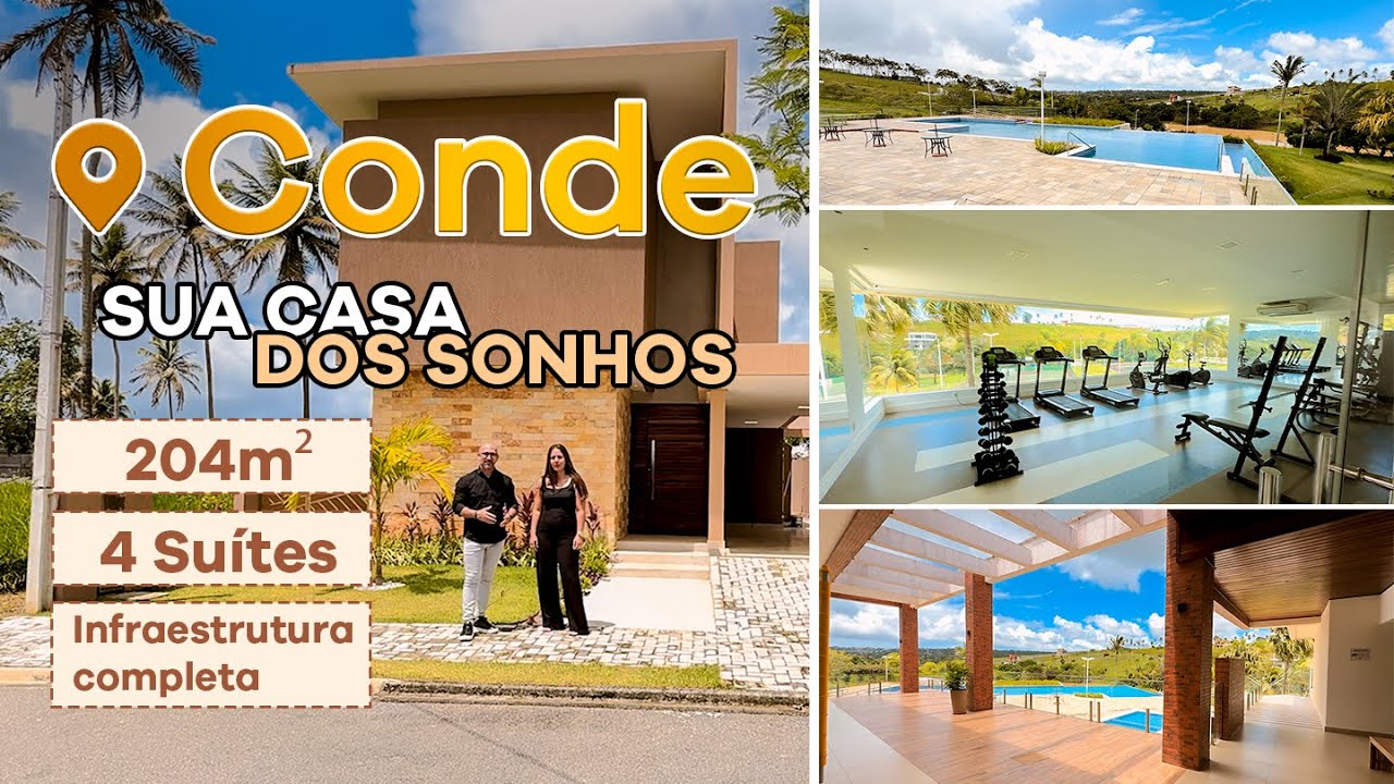SUA CASA DOS SONHOS | Casa em condomínio fechado, 204m2, 4 Suítes PERFEITA PARA VOCÊ - Conde PB
