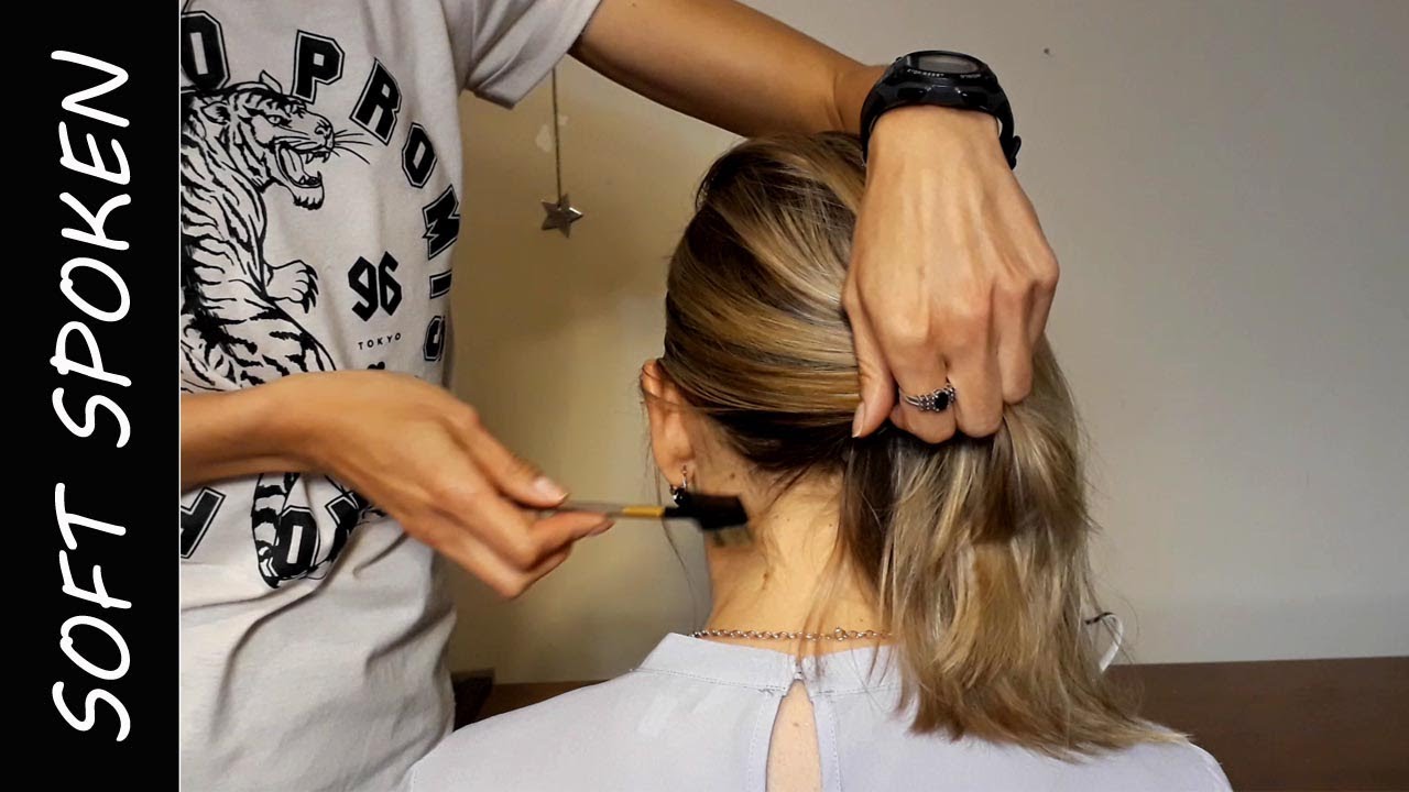 Soft-spoken hair brush with micro attention [ASMR]
