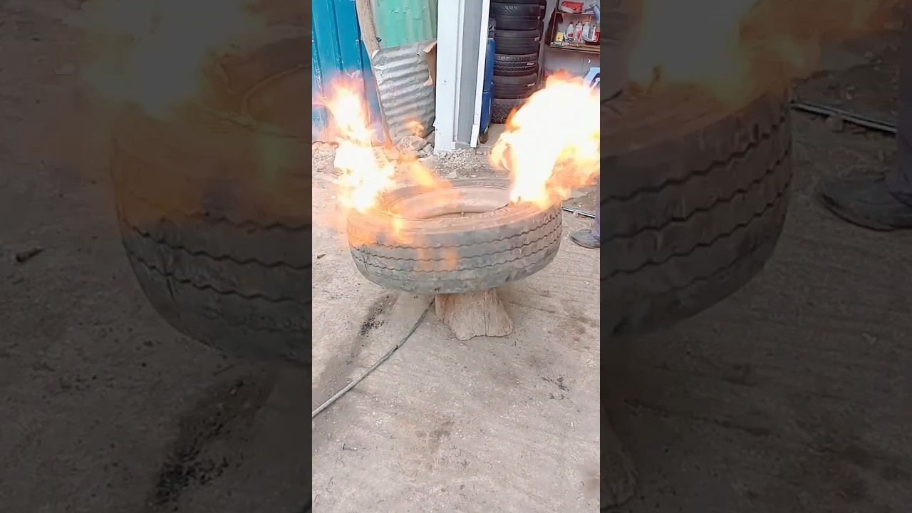 truck tire mount with fire technique!!!🔥🔥🔥🔥 must watch
