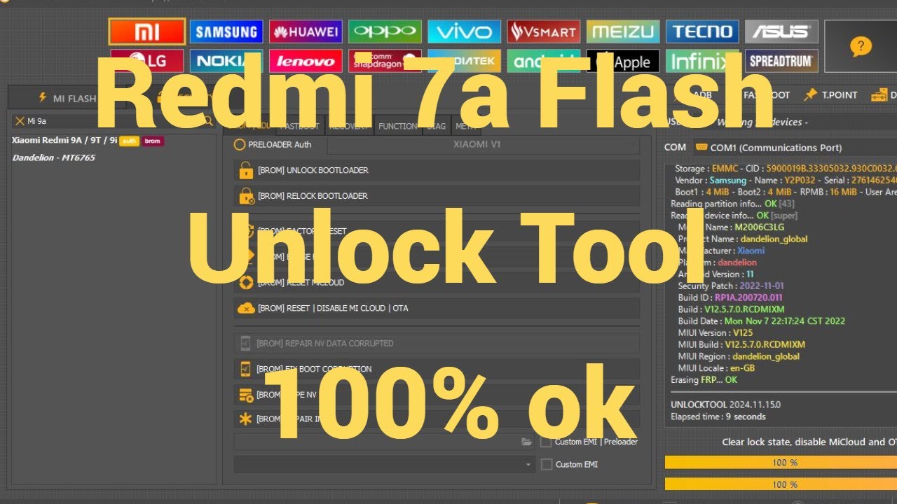 Redmi 7a Full Flash Unlock Tool 100% Ok