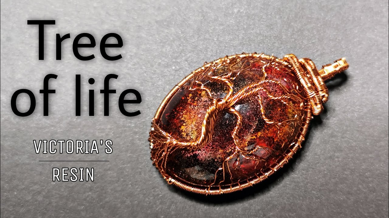 DIY Tree of Life wire-wrapped epoxy resin pendant