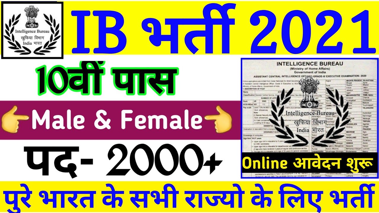 IB Recruitment 2021 | खुफिया विभाग भर्ती 2021 |Intelligence Bureau Recruitment 2021 | #IBVacancy2021
