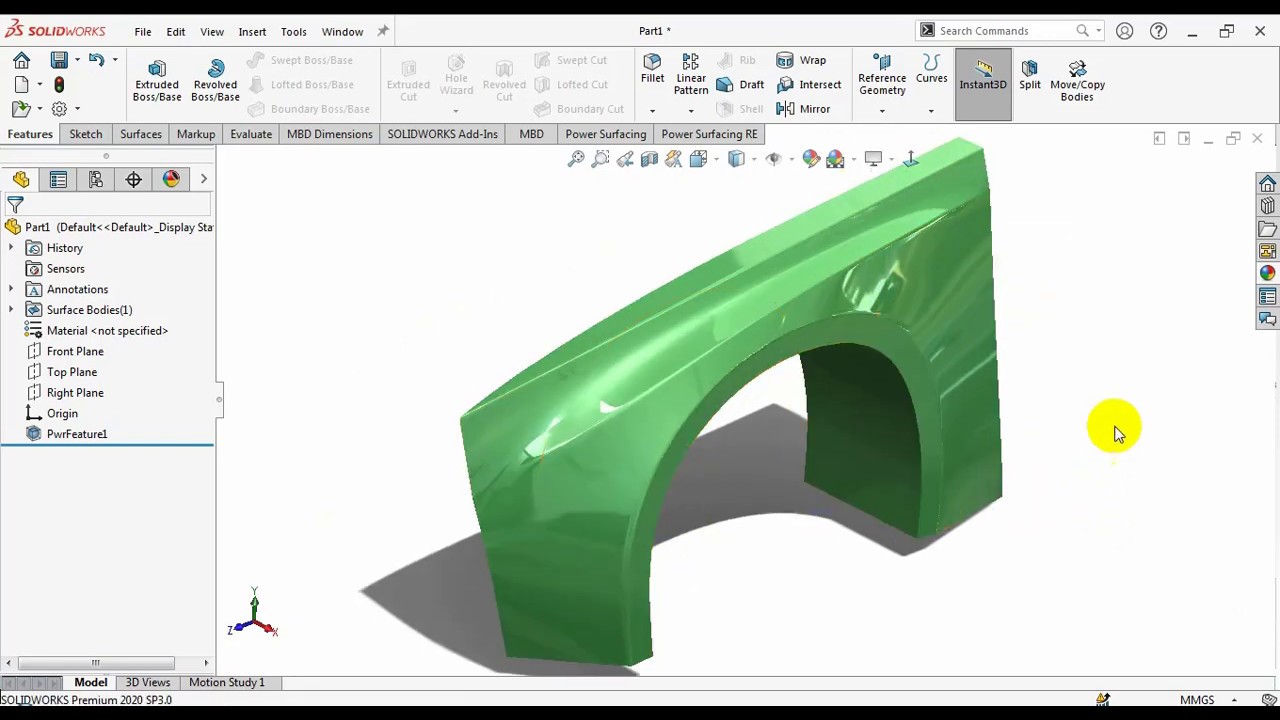 Tutorial for Creating a Car Fender with Power Surfacing