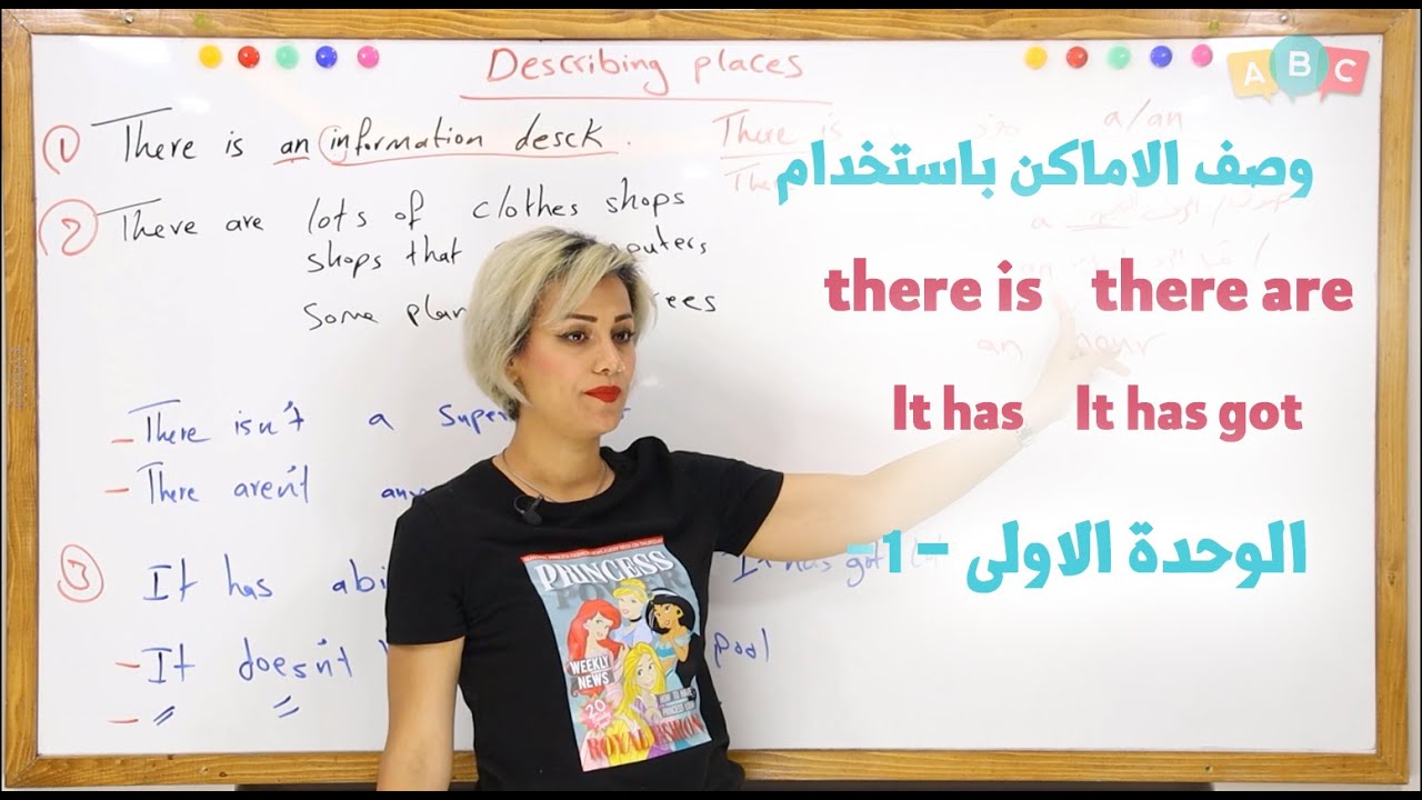 انكليزي - ثالث متوسط - الوحدة الاولى - 1 - وصف الاماكن there is , there are )  (it has , it has got)