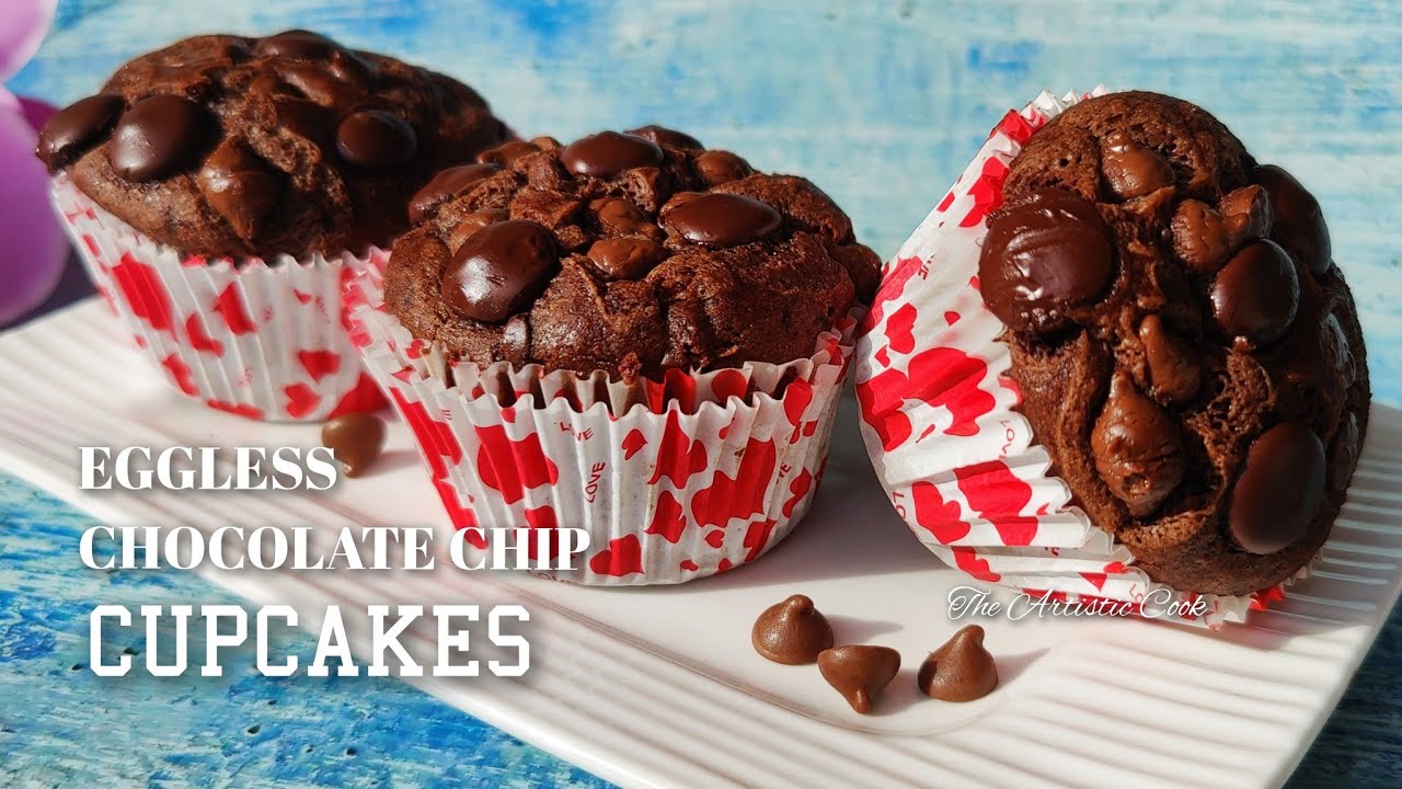 Eggless Chocolate Cupcakes Recipe | Chocolate Chip Muffins | Moist Chocolate Cupcakes Recipe