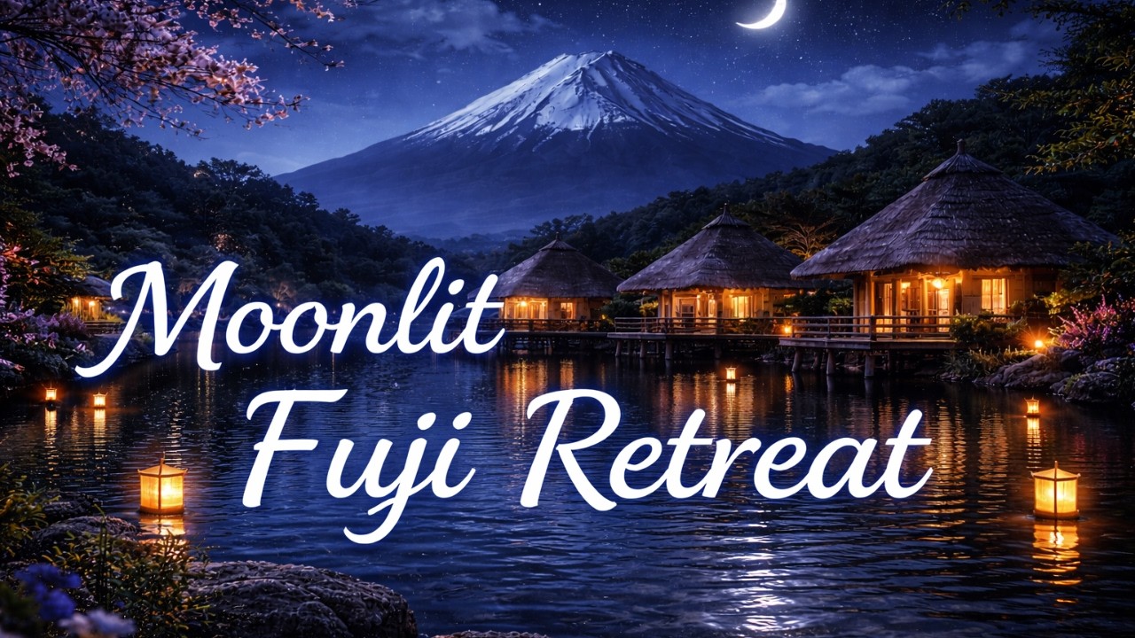 Moonlit Fuji Retreat 🌙 | Japanese Lake Night Ambience for Sleep, Relax, Study