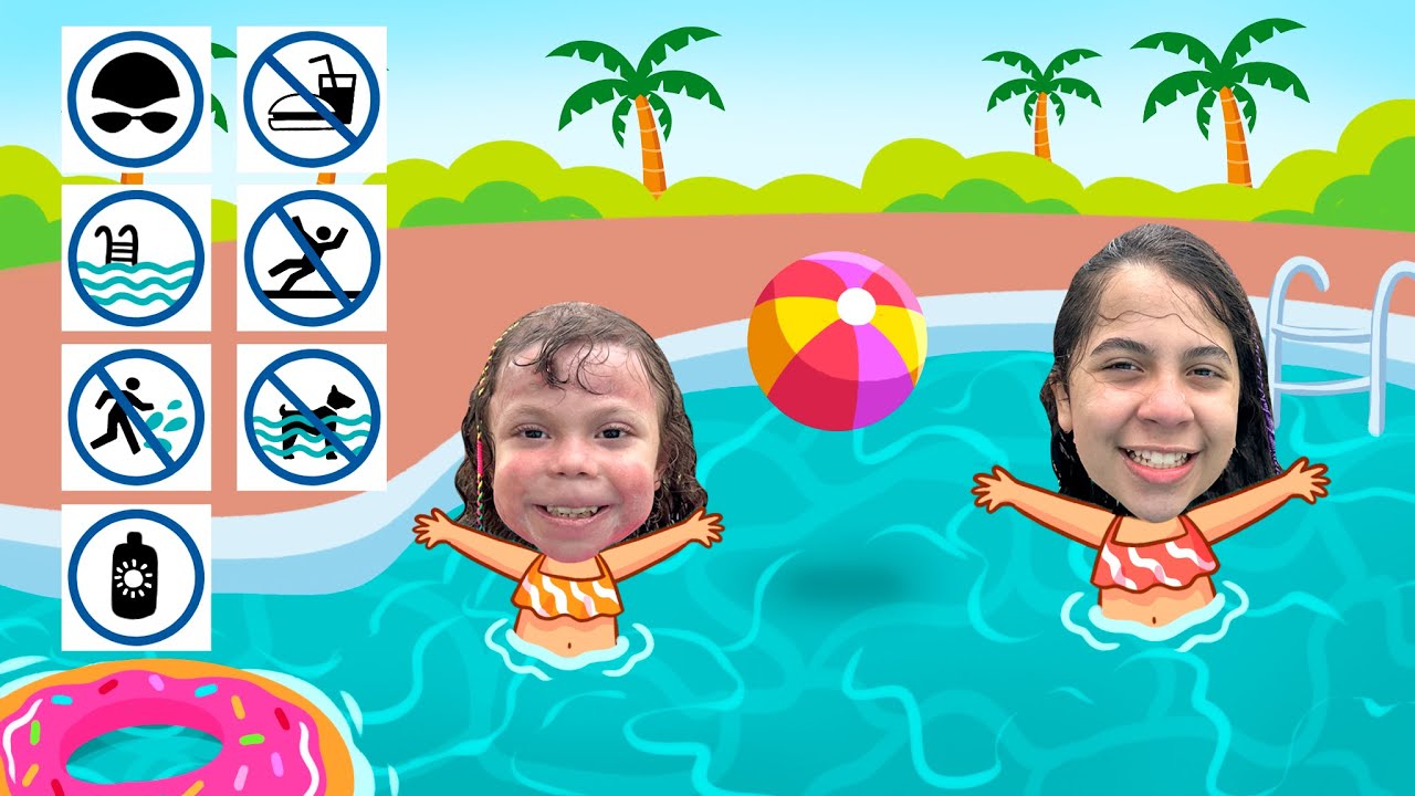 Sarah e Eloah em Regras de conduta para crianças na piscina | Rules of Conduct
