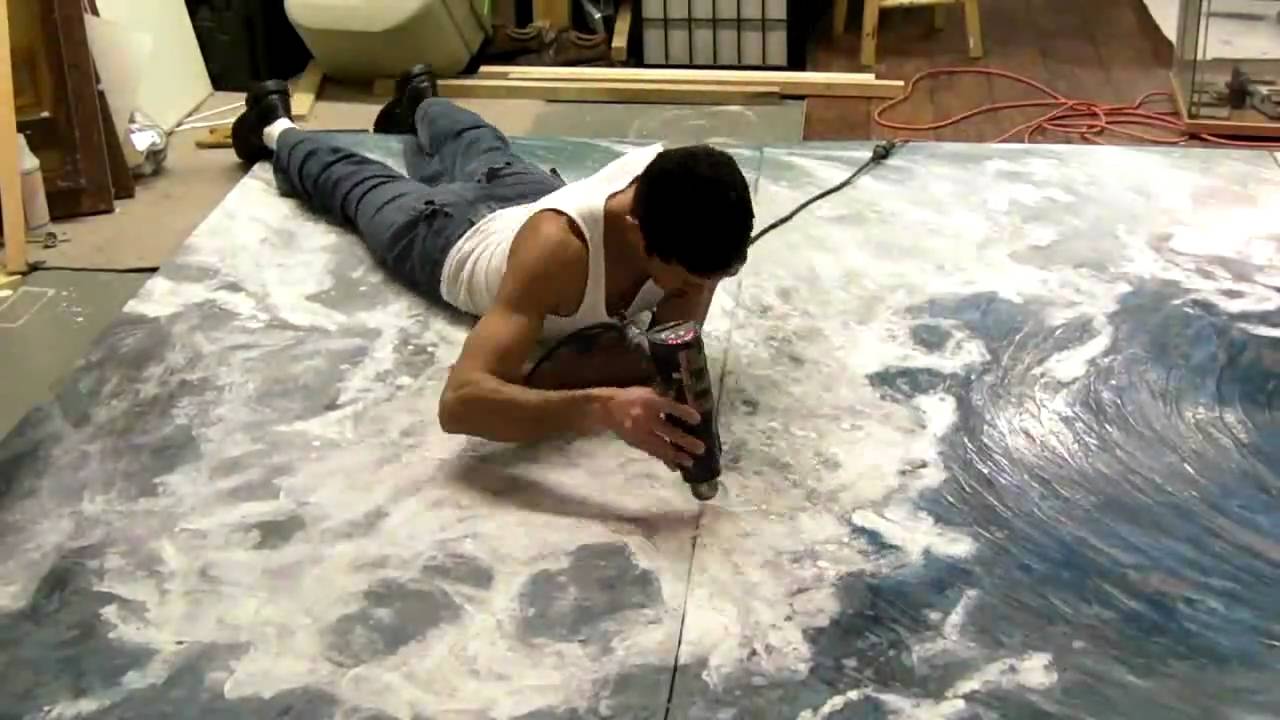 Giant Encaustic Wave Installation in SJ City Hall-Ben Hecht