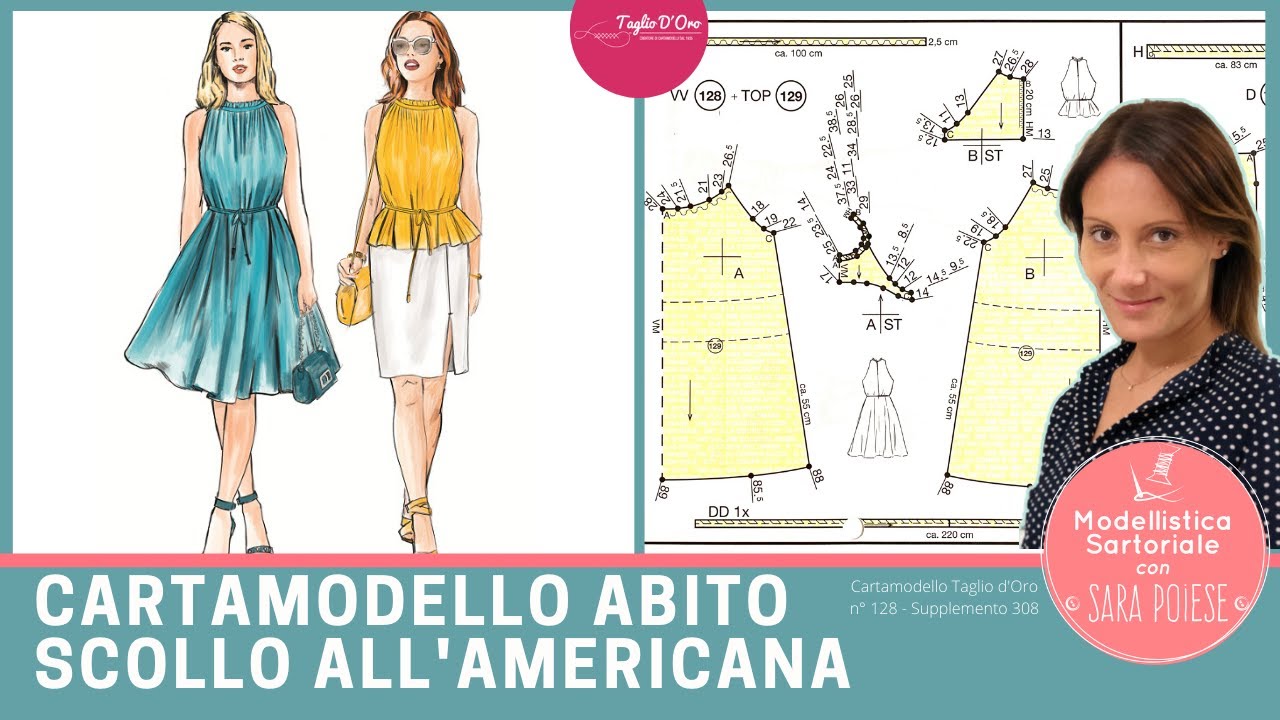 Come fare cartamodello abito o top con scollo all'americana | in sartoria con Sara Poiese