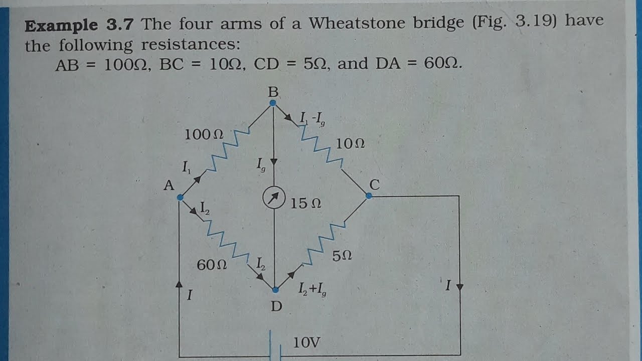 The four arms of a Wheatstone bridge (Fig. 3.19) have the following resistances: ΑΒ = 100  BC = 10