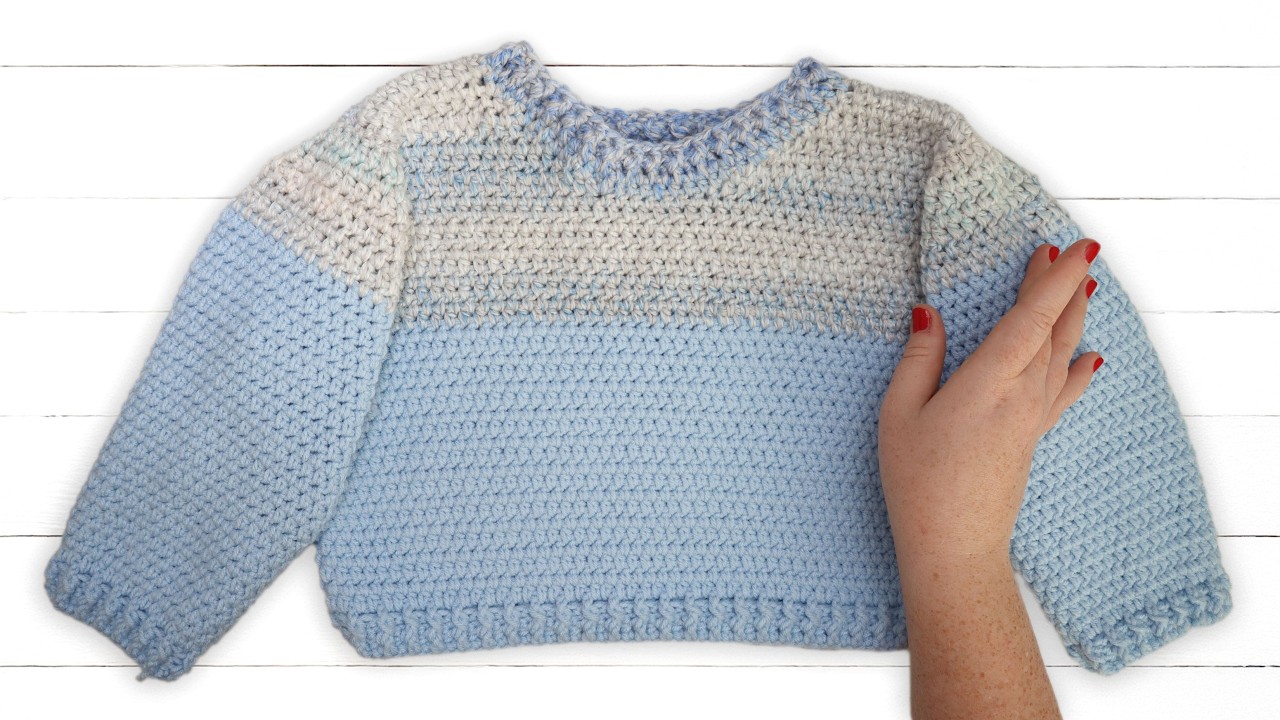 Easy Crochet Baby Sweater:  24 months 2T size Step by Step EASY Video Tutorial