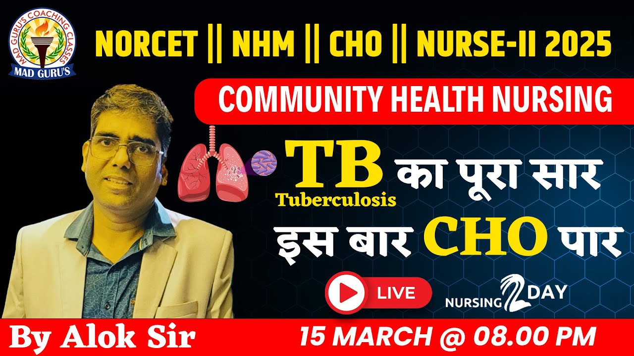 Community Health Nursing | CHO 2025 | TB | Tuberculosis |1000#Golden MCQ Series#20 | by Alok Sir