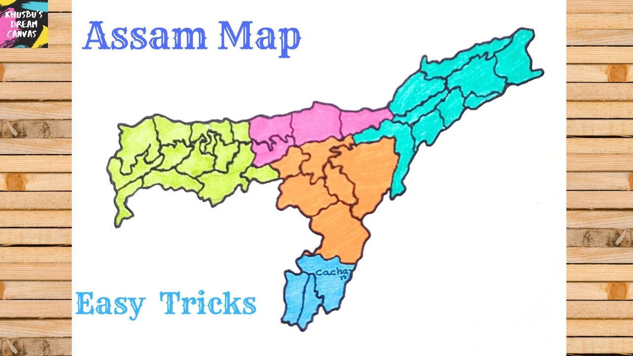 Assam Map Drawing with Districts | Easy Step-by-Step