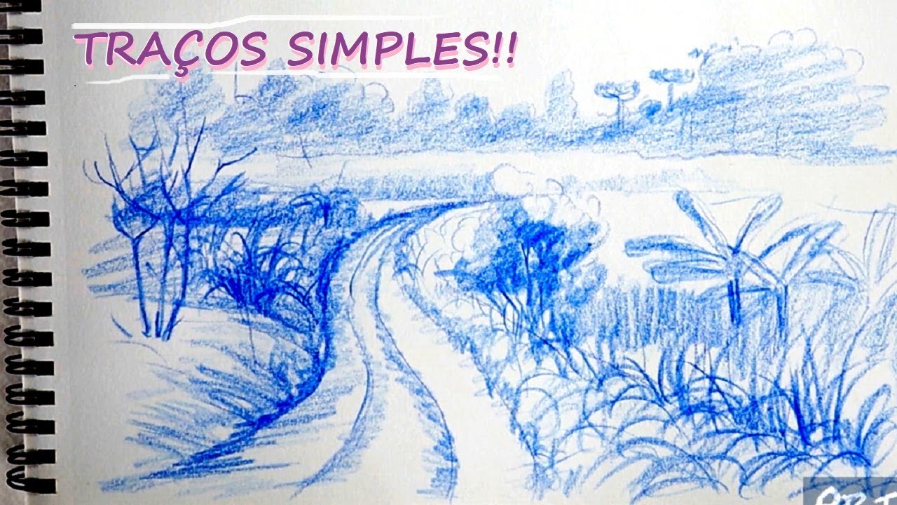 CAMINHO da RO&Ccedil;A! DESENHO SIMPLES e F&Aacute;CIL de PAISAGEM RURAL! L&aacute;pis de Cor Aquarel&aacute;vel! PARTE 1