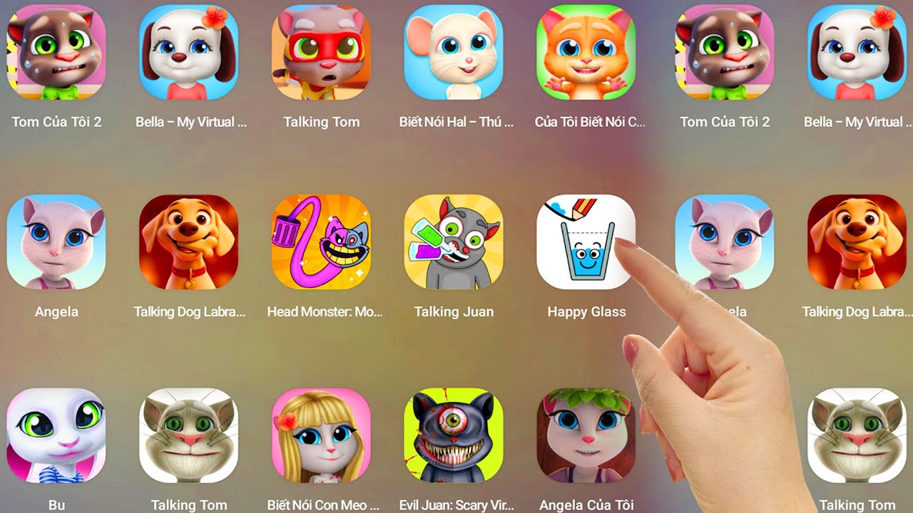 Talking Tom 2,Angela,Bu,Talking Cat Lily,Evil Juan,Happy Glass,Talking Juan,Head Monster,
