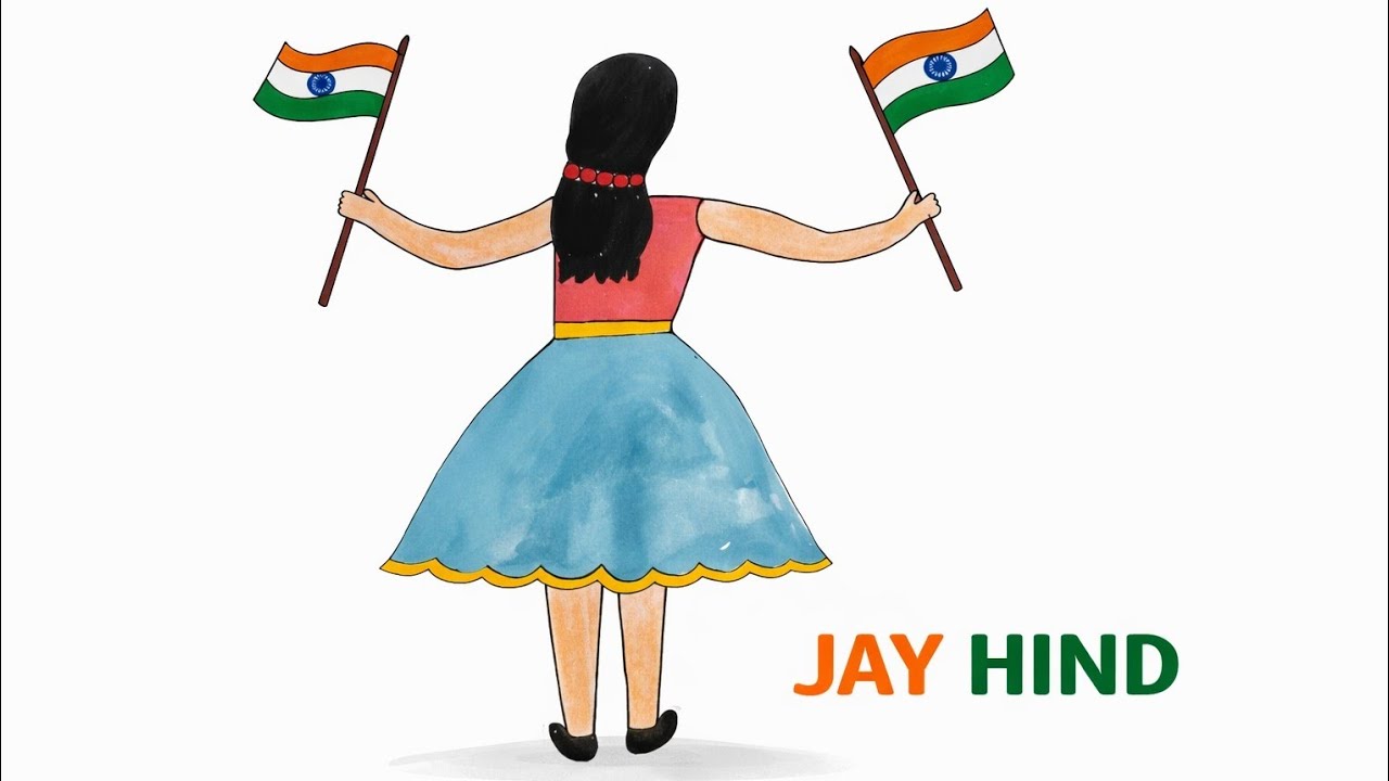 Джей Хинд 🇮🇳 Удивительный патриотический рисунок 😍 | Девушка с индийским флагом | Специальный вып...