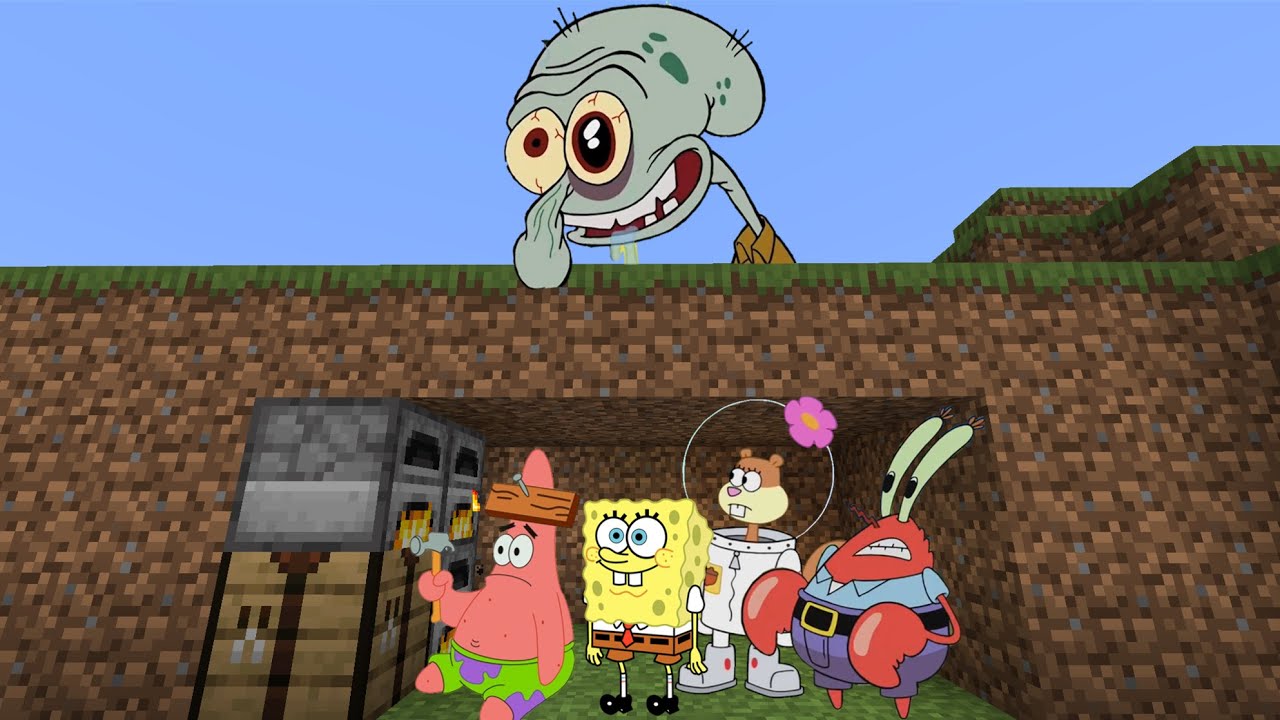 Insane Squidward VS 4 Speedrunners