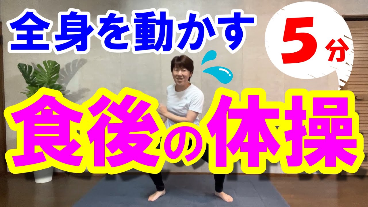 【食後の体操】全身を動かす５分！無理のない有酸素＋筋トレ！音楽に合わせて楽しいダイエット体操♪