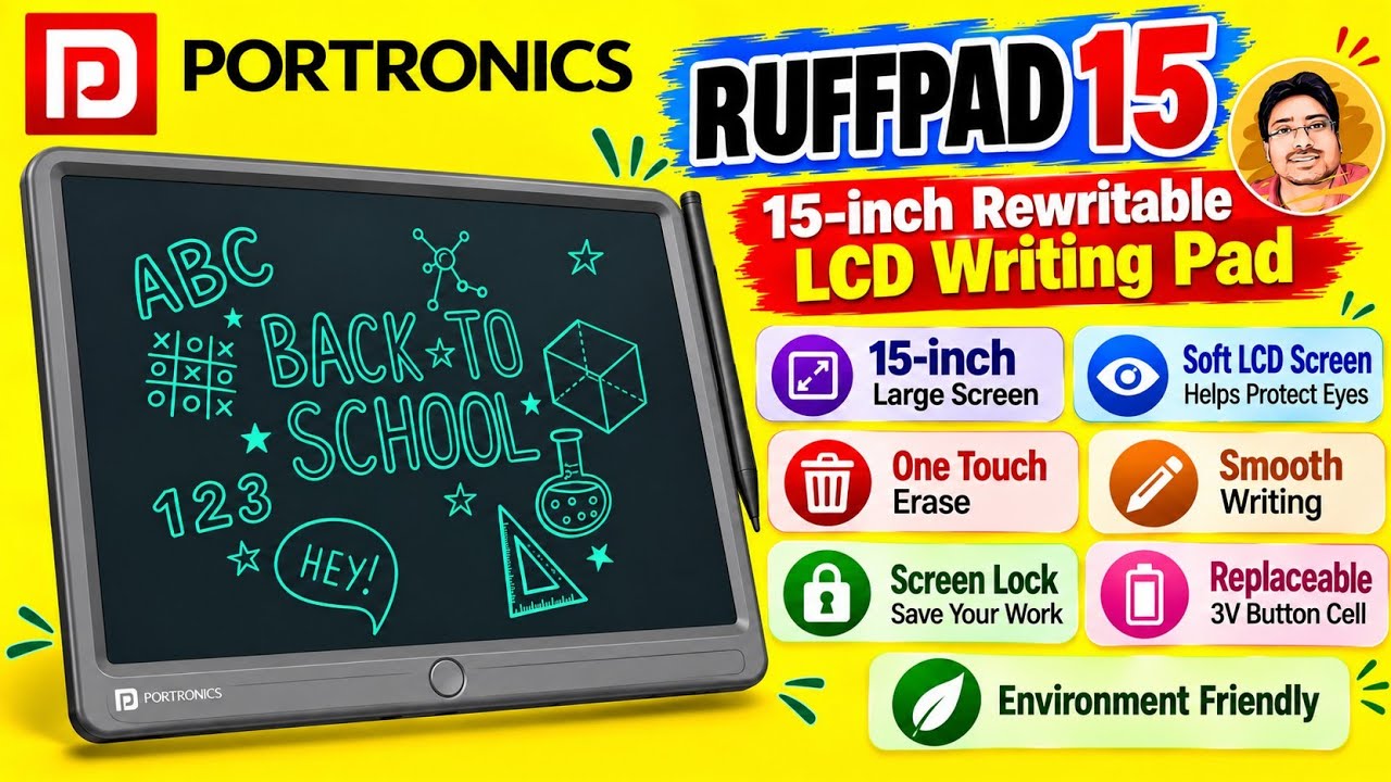 Распаковка и обзор Portronics Ruffpad 15 | ЖК-блокнот с возможностью перезаписи | Электронный бло...
